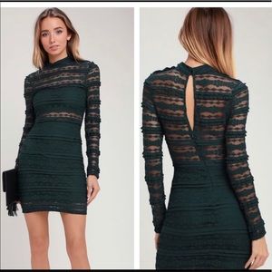 Lulu’s Forest Green long sleeve Body con dress